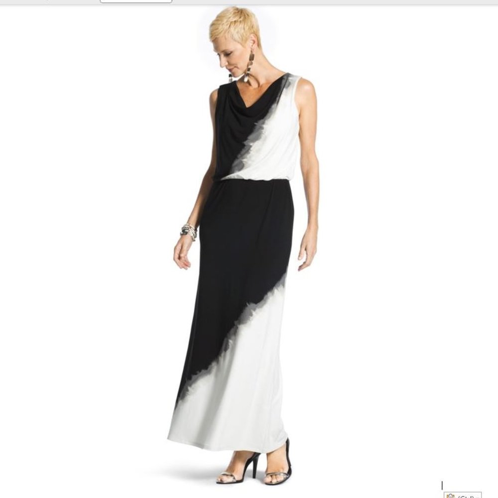 NWT Chico's Colorblock Drape-Neck Maxi Dress, size 0